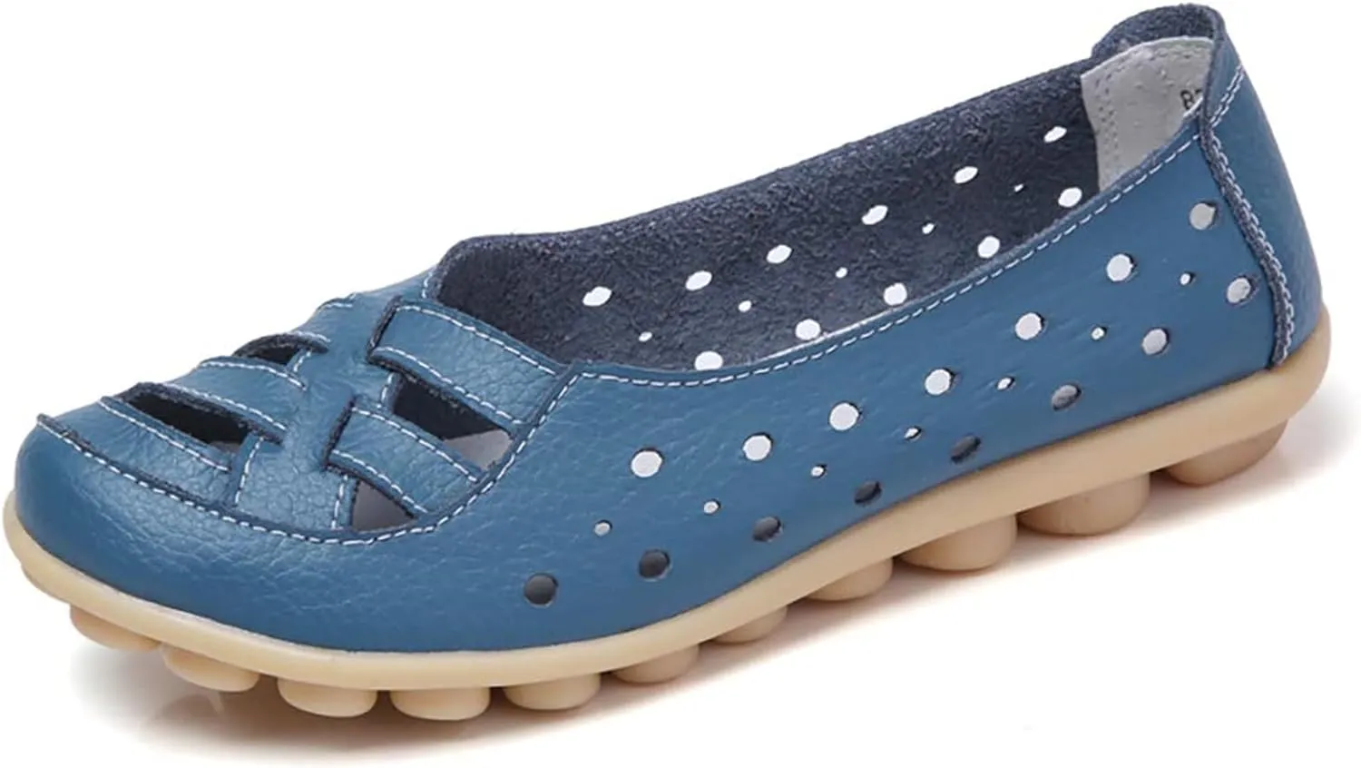 Womens Loafers Comfortable Dressy Slip-On Leather Flats Shoes Comfort Casual Walking Driving Flats Loafers Hollow Out Breathable Vacation Sandals for Women