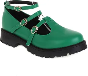 Women's Platform Round Closed Toe Pumps Hollow Buckle Loafers Comfortable Chunky Low Heels Office Concise Cosplay Work Casual Mary Jane Daily Wear Fashion Business Dress Shoes