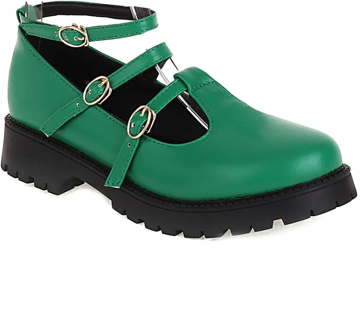Women's Platform Round Closed Toe Pumps Hollow Buckle Loafers Comfortable Chunky Low Heels Office Concise Cosplay Work Casual Mary Jane Daily Wear Fashion Business Dress Shoes