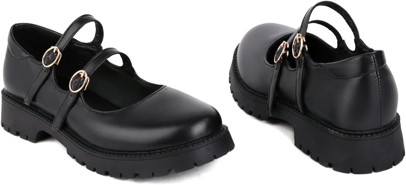 Women's Platform Round Closed Toe Pumps Strappy Buckle Loafers Comfortable Chunky Low Heels Office Concise Cosplay Work Casual Mary Jane Daily Wear Fashion Business Dress Shoes