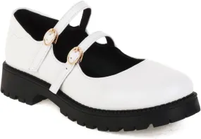 Women's Platform Round Closed Toe Pumps Strappy Buckle Loafers Comfortable Chunky Low Heels Office Concise Cosplay Work Casual Mary Jane Daily Wear Fashion Business Dress Shoes