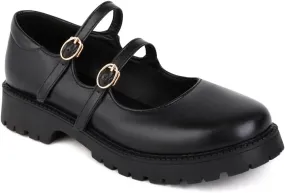 Women's Platform Round Closed Toe Pumps Strappy Buckle Loafers Comfortable Chunky Low Heels Office Concise Cosplay Work Casual Mary Jane Daily Wear Fashion Business Dress Shoes