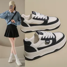 Women's Thick-Soled White Sneakers - 2025 Spring & Autumn Casual Sports Shoes, Breathable & Versatile Student Board Shoes