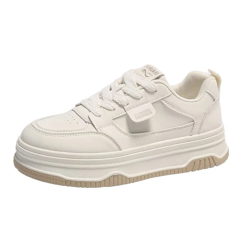 Women's Thick-Soled White Sneakers - 2025 Spring & Autumn Casual Sports Shoes, Breathable & Versatile Student Board Shoes